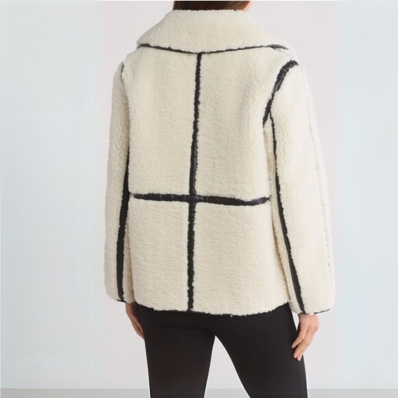 Jason Wu Faux Leather Trim Faux Shearling Teddy Coat - Picture 2 of 5